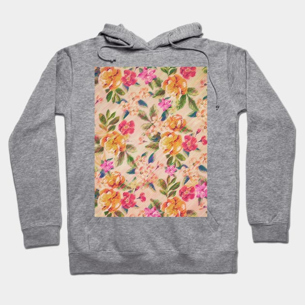 Golden Flitch (Digital Vintage Retro / Glitched Pastel Flowers - Floral design pattern) Hoodie by badbugs